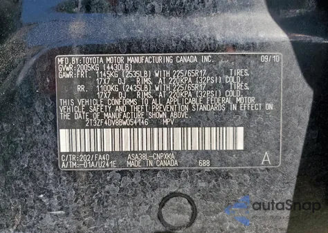 2011 Toyota Rav4 from USA, damaged, VIN 2T3ZF4DV8BW054146